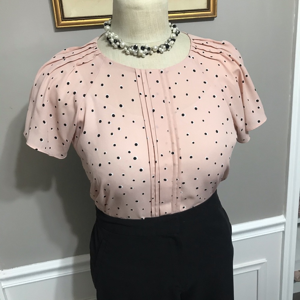Pink and black tunic blouse